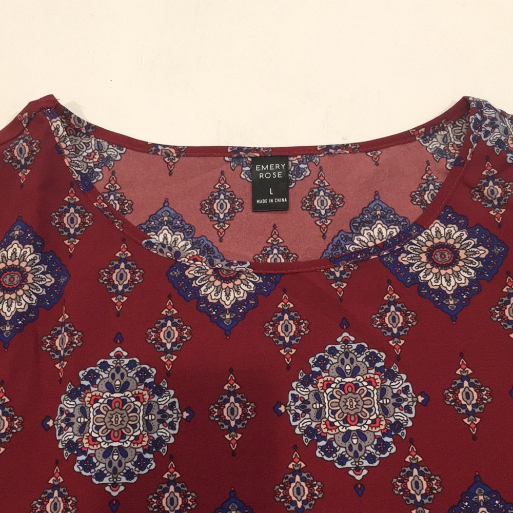 Emery Rose | Burgundy 3/4 Sleeve Blouse - Picture 6 of 10